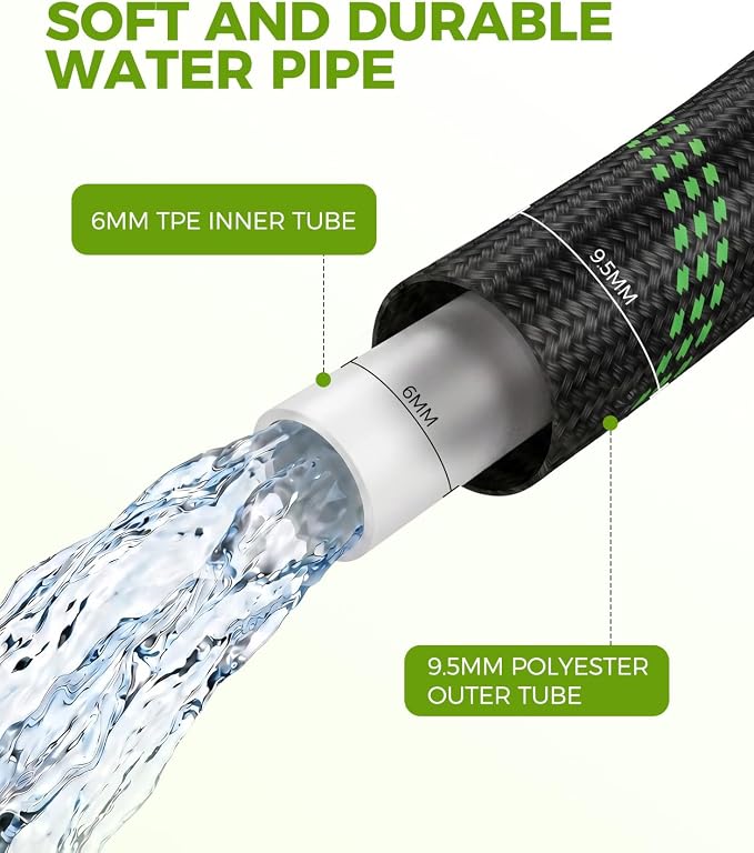 75ft Garden Hose，Non-Expandable Water Hose with 8 Function Spray Nozzle, Burst-Resistant，Kink-Free，Lightweight，Durable & Flexible 3/4" Garden Hose for Gardening, Yard，Lawn, Car Washing
