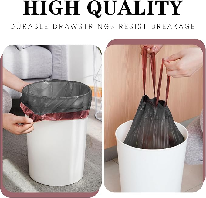 8 Gallon Trash Bags 120 Count, 0.8 Mil, Black, Unscented | Drawstring Can Liners for 30 Liter Waste Bins in Bathrooms, Offices, Kitchens and Everyday Household Use