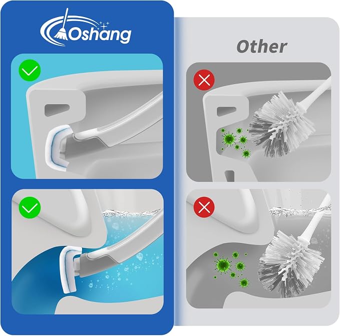 Disposable Toilet Brush 2 Pack- Toilet Bowl Cleaner, Toilet Cleaning Supplies, Toilet Brush with Holder, 28 Refills for Deep Cleaning and Hygienic Bathroom Maintenance