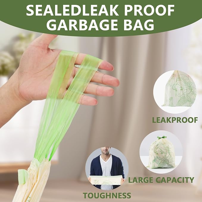 4 Gallon Trash Bags Drawstring, Colorful & Portable Small Trash Bags with Chinese-style Flower Girl Printed, Tear-Resistant Garbage Bags 4 Gallon for Bathroom Office Trash Cans, 30 Count