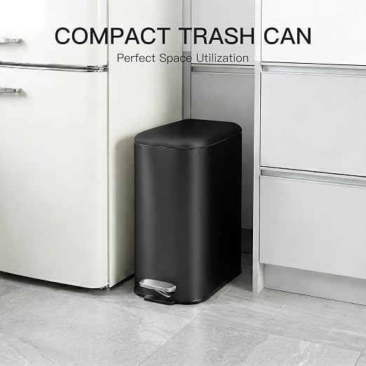 3.2 Gallon/12L Stainless Steel Step Trash Can, Soft Close Pedal Garbage Bin with Detachable Inner Bucket,Fingerprint Resistant,Dual-Use Waste & Recycling Container for Home Kitchen, Bathroom and Offic