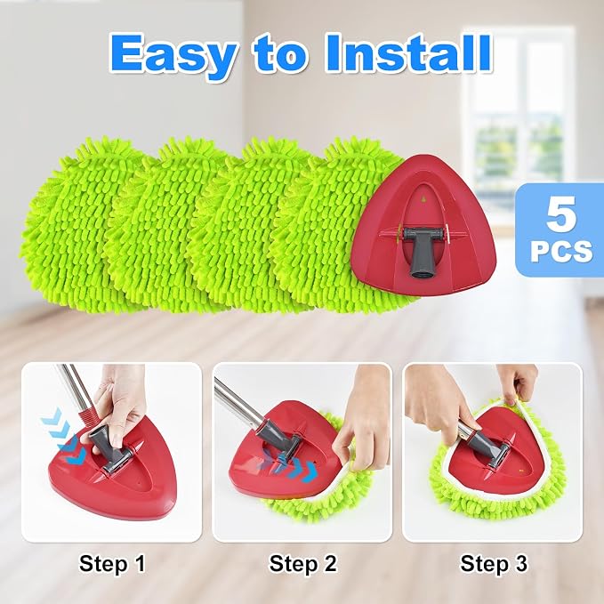 Spin Mop Replace Head, Base, Mop Replacement Head for O Cedar EasyWring 1 Tank System 4 Microfiber Refills, 1 Mop Head Base(4Green)