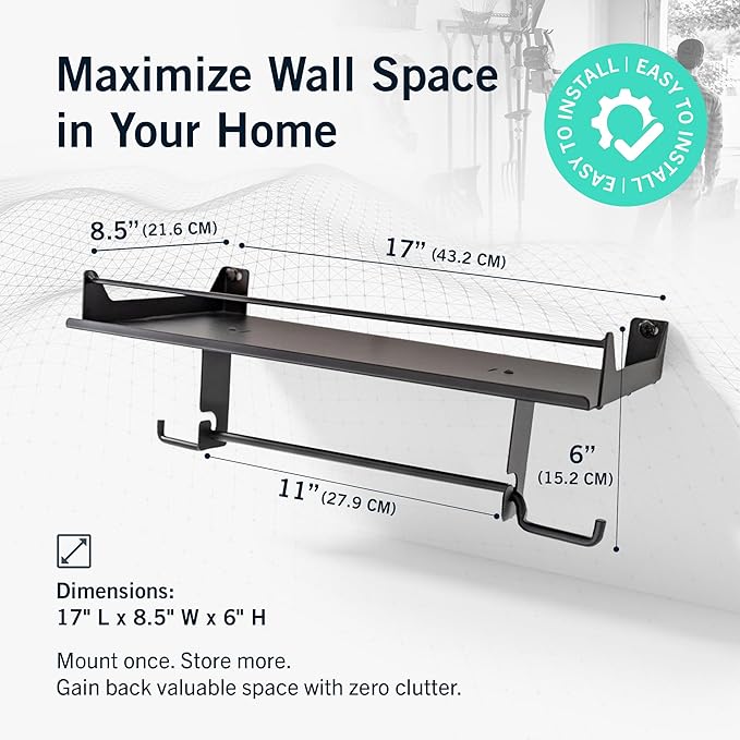 StoreYourBoard Heavy Duty Paper Towel Holder Wall Mount, Holds 50 lbs | Garage Paper Towel Holder with Shelf, Shop Paper Towel Holder, Holds 50 lb