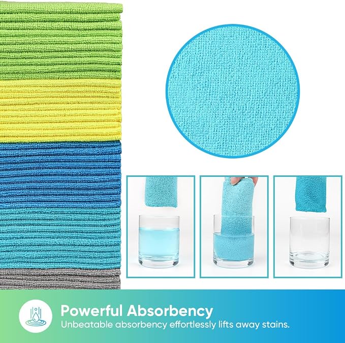HOMEXCEL Microfiber Cleaning Cloth 600 PK, Towels for Cars, Shop Rags | Lint Free Cleaning Rags for House, Garage, Kitchen, Car Detailing, Shop Towels Bulk Scratch-Free, Absorbent, 11.5"X 11.5"