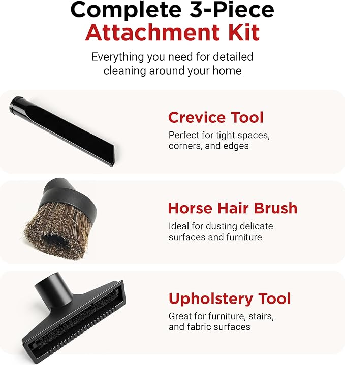 MP Maresh Products Household Cleaning Attachments - Dust Cleaner, 9064300 | Compatible with 1 1/4 Shop Vac Attachments, Includes Dust Brush, Crevice Tool & Upholstery Nozzle, Household Vacuum Cleaners