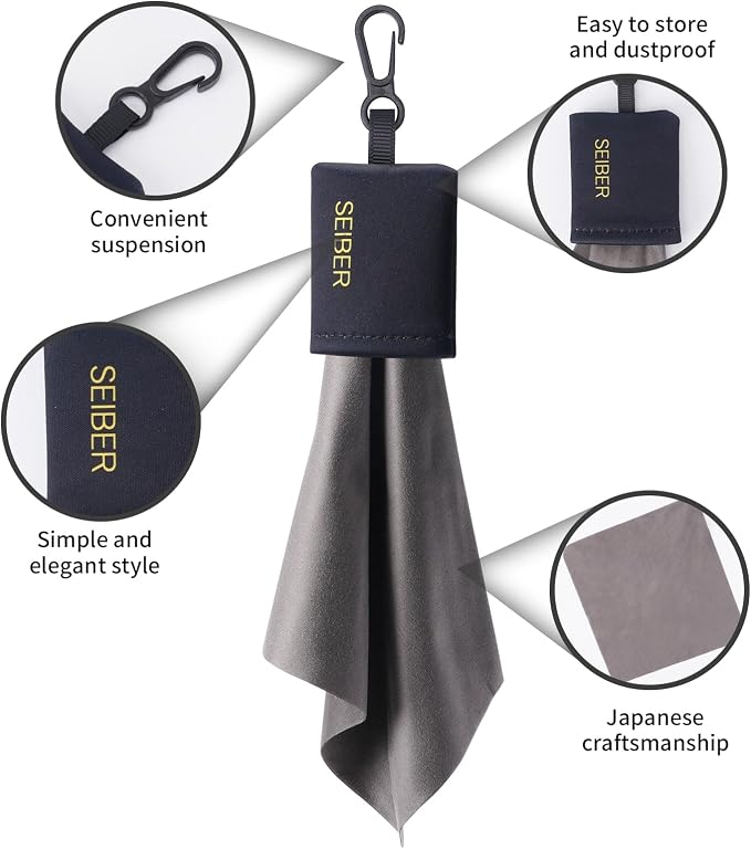 Microfiber Glasses Cleaning Cloth Keychain with Portable Pouch Black,2pcs | Reusable Cleaning Wipe for Eyeglass Lens Jewelry Electronics,Scratch-Free,Streak-Free, Lint-Free