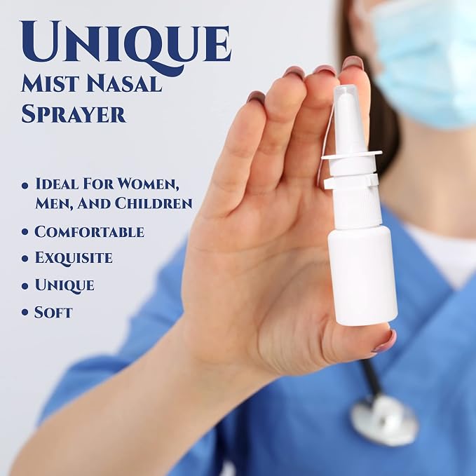 JULLY! 3-Pack 20ML Unique Mist Nasal Spray Bottle – Refillable Pump Sprayer for Nose, Durable HDPE Plastic, Leak-Proof Travel Size for Saline, Personal Care & Home Use, Easy-to-Use Dosage Mechanism