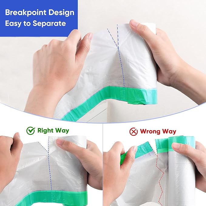 75 Counts 4 Gallon Trash Bags - 1.1 Mil Thick Drawstring small trash Bags for Bathroom, Kitchen, Bedroom, Office Toilet Home (White-Light blue, 75Counts)