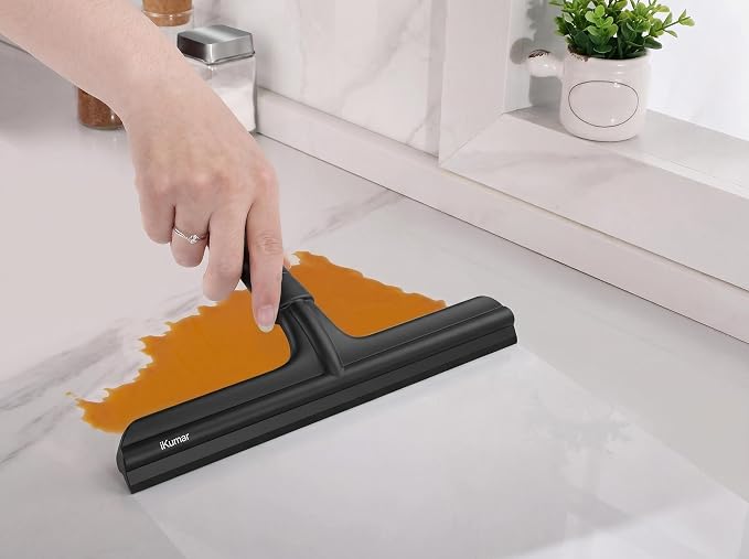 All-Purpose 10 Inch Silicone Shower Squeegee for Glass Doors | Bathroom Squeegee with Built-in Hook - Streak-Free Window Cleaner Tool for Tile, Mirror, Car, Rust-Proof No-Squeak Design
