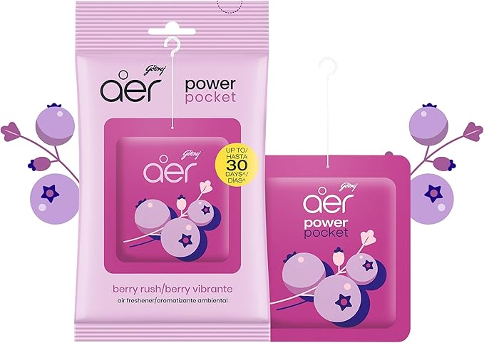 AER Power Pocket Berry Rush Solid Gel Air Freshener, Pack of 6 | Long-lasting solid gel air freshener for the entire home; fresh Berry Rush scent