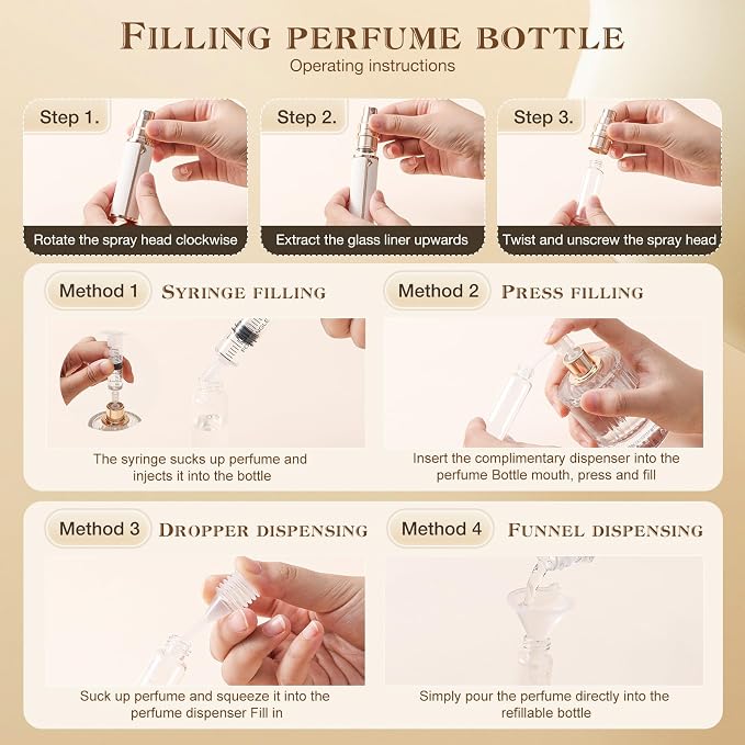 kuangre 10ml Atomizer Perfume Spray Bottle, Empty Cologne Dispenser, Portable Sprayer Travel Essentials for Many Scenes Gifts.