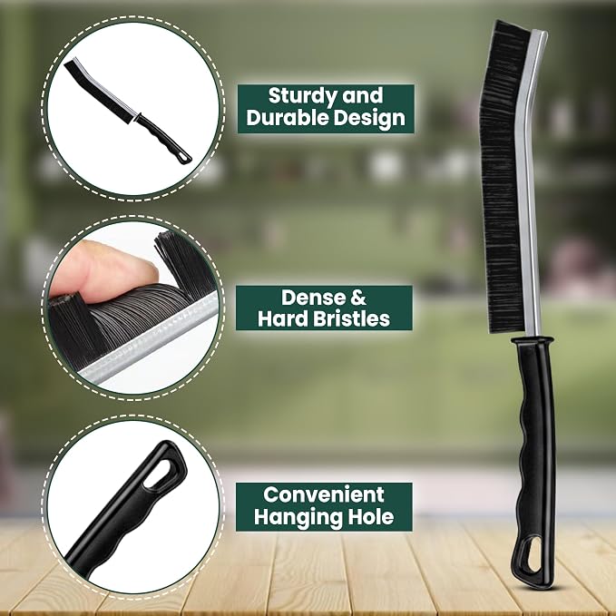 Crevice Cleaning Brush Set – 3Pcs Hard Bristle Cleaning Tools for Grout, Tile Floors, Gaps & Narrow Spaces – Small Grout Scrub Brush for Cleaning Bathroom, Shower, Window Tracks, Kitchen | Grout Scrub Brush for Tile Floors, Bathroom, Shower, Window Tra...