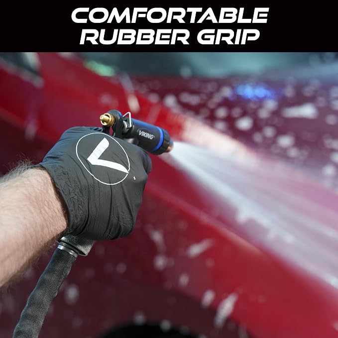 VIKING Hose Nozzle, Adjustable and Heavy-Duty for Cars and Home | Water Hose Nozzle for Car Washing Kit, Watering Plants, Washing Pets, and Home Use