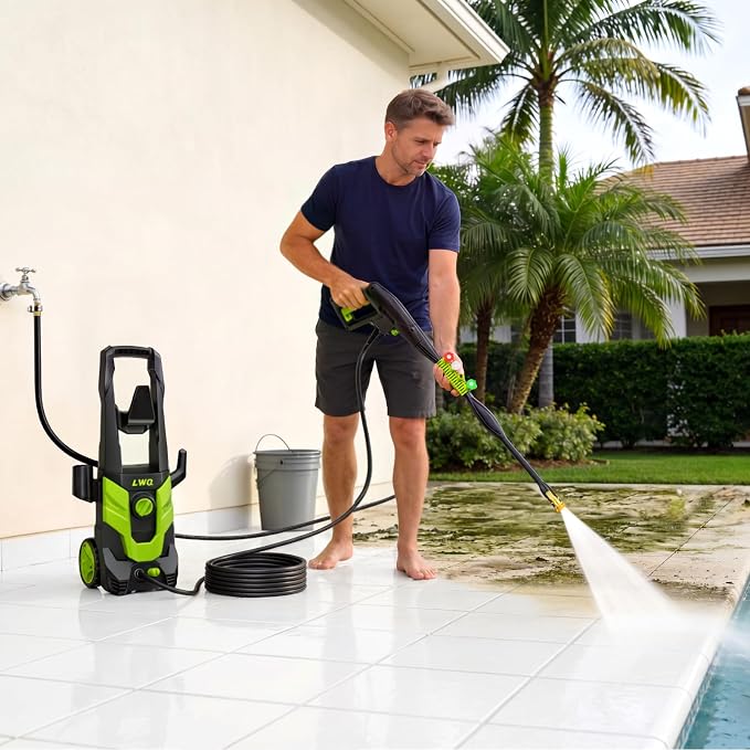 Pressure Washer, Portable Power Washer, 4 Quick Connect Nozzles, High Pressure Cleaning Machine for Car Fence Driveway Patio Washing and More(Light Green)