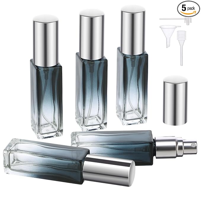 Segbeauty Refillable Perfume Bottle Travel, 5 Set of 10ML Pocket Glass Perfume Atomizer, Empty Fine Mist Mini Travel Bottles Set Cologne Atomizer Dispenser Fragrance Sprayer Cosmetic Container