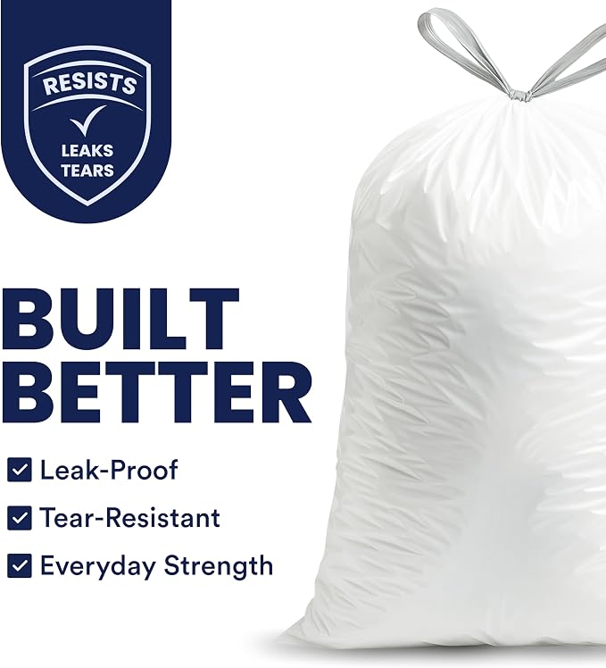 Plasticplace 4 Gallon White Drawstring Trash Bags, 200 Count (Pack of 1) – 0.7 Mil Leak-Proof Garbage Liners for Small Trash Can, Bathroom, Kitchen, Office, and Car Use
