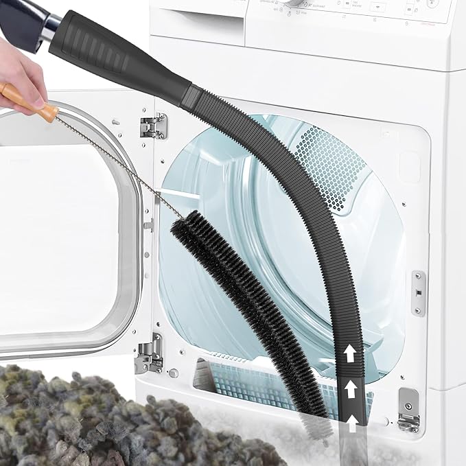 Sealegend Dryer Vent Cleaner Kit with Vacuum Hose Attachment & Brush Black | Fits Most Vacuums, Loosens Stubborn Lint & Removes Hidden Dust, for Dryer Vents, Refrigerator Coils & Narrow Gaps