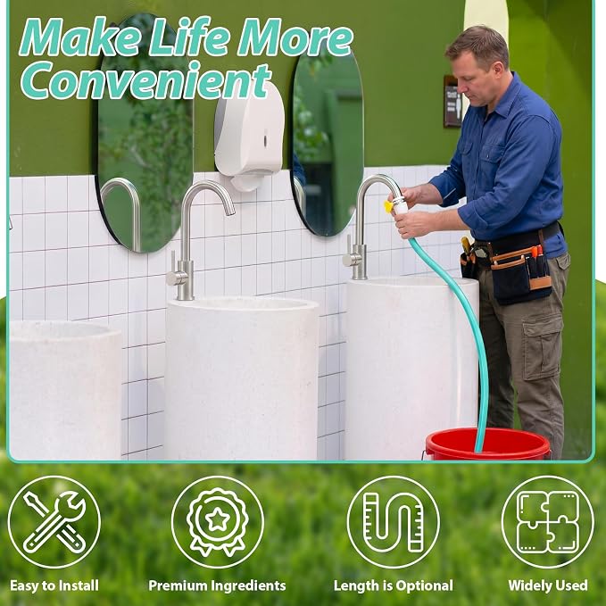 Faucet Hose Adapter for Sink, Transparent PVC Tube with Adjustable Faucet Connector and Hose Clamp Portable Water Transfer Accessories for Sink, Bucket, Garden, Pet Bathing (6.5 FT-Green)