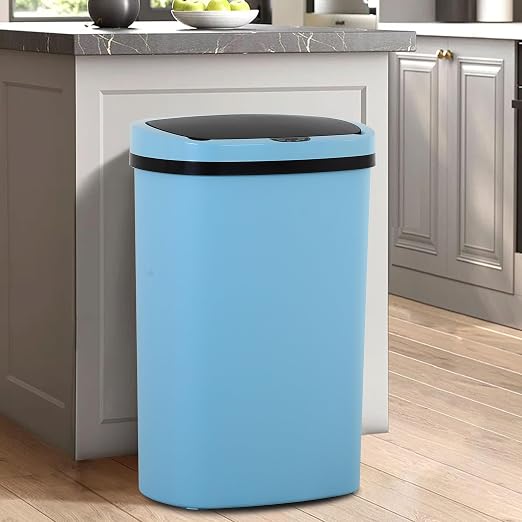 13 Gallon/50 L Kitchen Trash Can with Lid, Garbage Can with Touch-Free Lid, Cute Automatic Trash Can Bathroom Trash Bin, Motion Sensor Waterproof Trash Bin