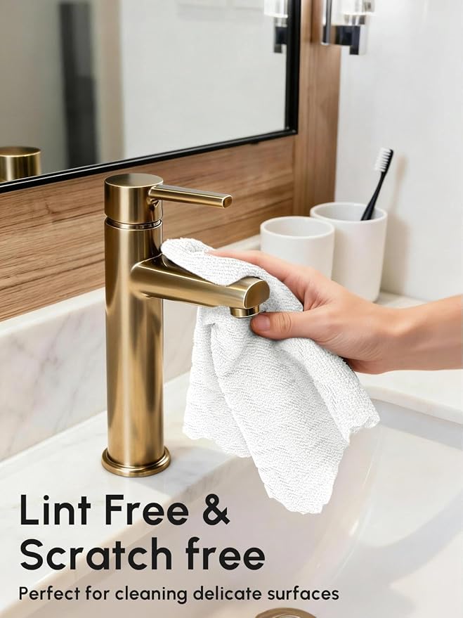 Microfiber Cleaning Cloths Roll 75 Pack 12x12 Inch Lint Free | Tear away design, lint free, washable, scratch free, ultra absorbent, for dish rags and household cleaning, White color