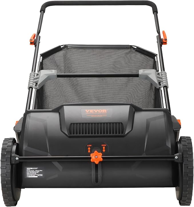 VEVOR Push Lawn Sweeper 21" Leaf & Grass Collector 3.5 cu. ft. Hopper Bag | Adjustable Brush Height & 2 Spinning Brushes, Manual Yard Sweeper for Leaves, Grass Clippings and Lawn Debris