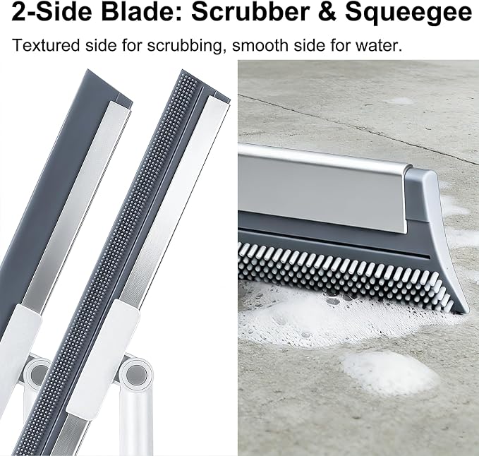 19.7'' Large Floor Squeegee for Concrete Floor with 51''-58'' Telescoping Stainless Steel Handle, Squeegee Broom for Removing Water on Tile, Epoxy, Garage, Driveway, Patio