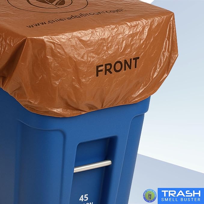 Outdoor Trash Can Lid Cover – 45 Gallon Elastic Seal, Odor Control, Lemon Scented, Chemical Free, Reusable 1 Pack