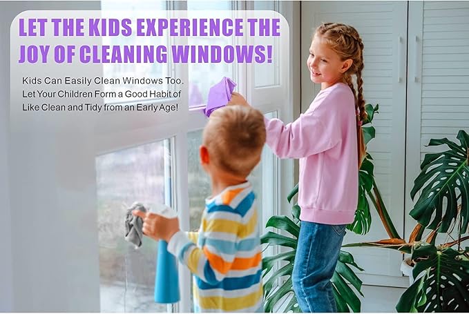 Norwεx Window Cleaning Cloth, Glass Cleaning Cloth, No Chemical Needed, Just Add Water Lints Streaks Scratches Free. (Purple 2 Pack)