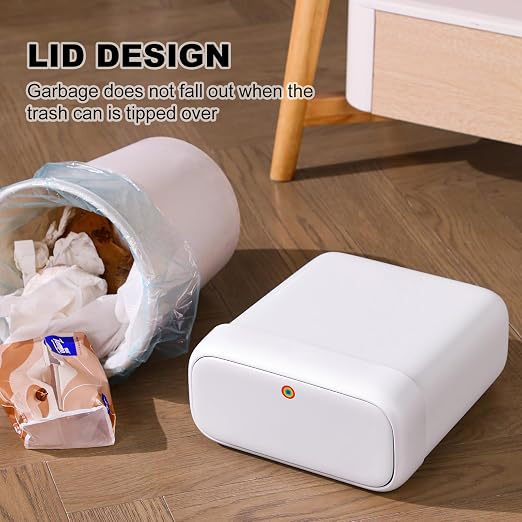 funest Bathroom Small Trash Can with Lid,10L / 2.7 Gallon Slim Garbage Bin Wastebasket with Press Top Lid for Bedroom,Rv,Office,Kitchen,Craft Room (Pack of 2)