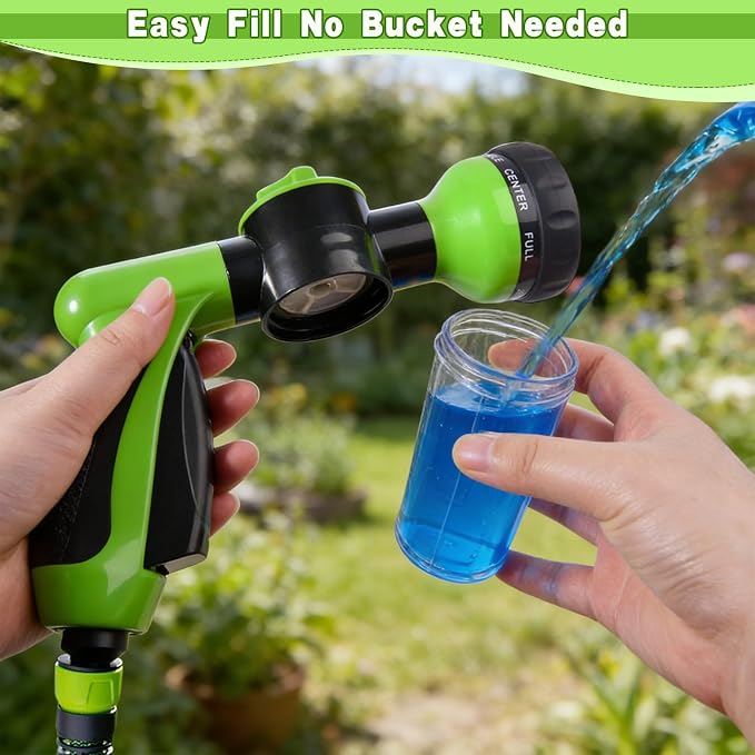 Dog Wash Hose Attachment with Soap Dispenser, 8 Spray Patterns | ABS Nozzle, TPR-Coated Grip, with 100cc Soap Dispenser, Car Wash Glove, Pet Brush, Quick Connector & Tape, for Car Wash & Dog