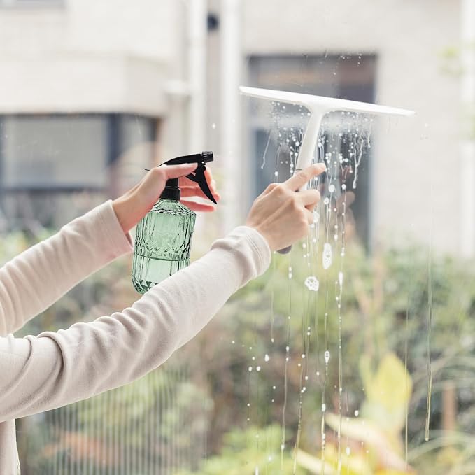 OFFIDIX Fine Mist Plant Mister, Glass Spray Bottles, Green Misters 15 oz | Adjustable Nozzle Spray Bottle, Empty Plant Mister Bottle Indoor Outdoor Gardening Cleaning Work 400 ml Vintage Water Mister