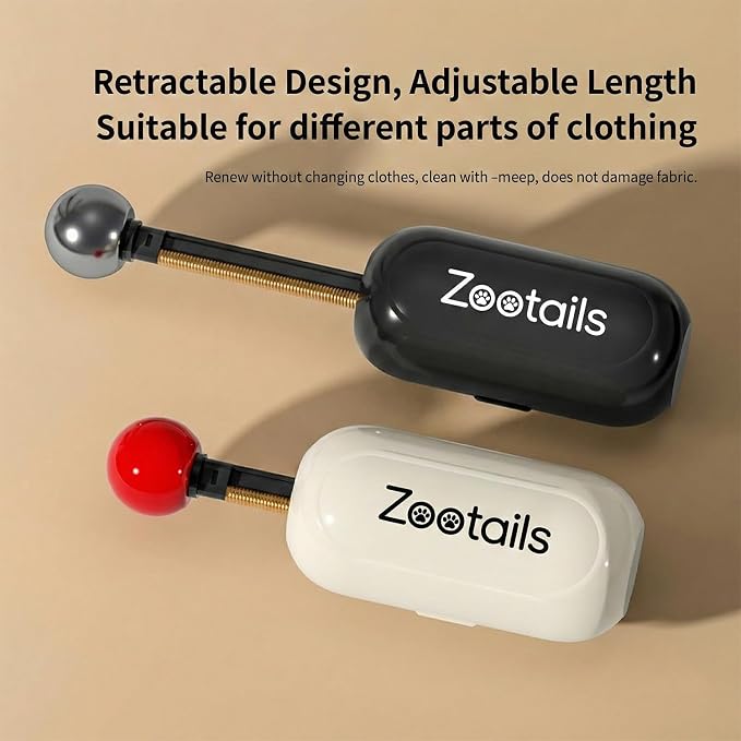 [Zootails] 2-in-1 Portable Lint Roller & Fabric Shaver – Reusable Gel Sticky Picker & Retractable Metal Scraper – Washable Travel Lint Remover for Clothes, Pet Hair, Sweater Pilling (Black)