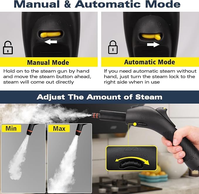 Waitbird Handheld Steam Cleaner & Steamer for Home, 275°F High-Temp Steam | 21 Accessories| Natural For Floor, Car, Wall, Grout & Kitchen Bathroom| 4.5 Bar High Pressure| Safety Lock | Steam mop