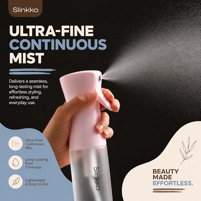 Mist Continuous Spray Bottle 150ml, Rose Clay | Ultra Fine Continuous Mist, Leak Resistant, Refillable, For Styling, Plants & Cleaning, Ergonomic Design