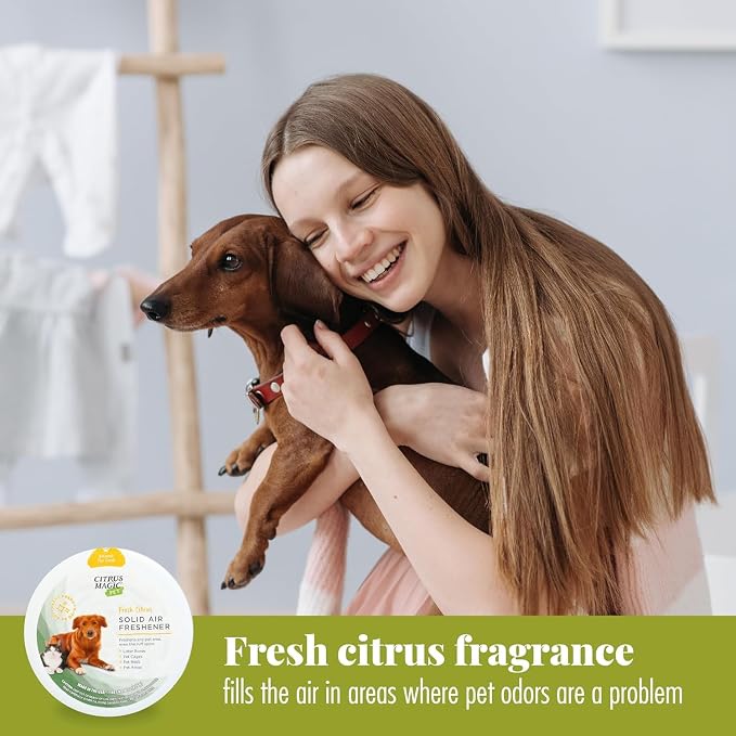 Citrus Magic Pet Solid Air Fresheners, Fresh Citrus, 8 Ounce, Pack of 3 | Odor Absorbing, Passive Diffusion, Odor Elimination Up to 6-8 Weeks Each, Ideal for Dog & Cat Areas and Litter Boxes