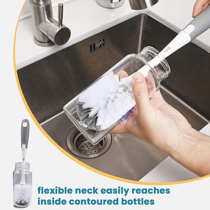 Bottle Brush Replacement Head for OXO Bottle Brush Tot Only, 4 Pack | Bottle Brush Refills, Dual Bristle Design for Baby Bottles, Water Bottles, Glasswares