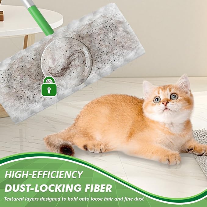 GLIMGLINT Heavy Duty Dry Sweeping Cloths Compatible with Swiffer Sweeper | Disposable Duster Mop Pads Refills for Floor Cleaning, Pet Hair, Dust and Dirt, Dry Cloths for Wood Floors, 100 Count ﻿