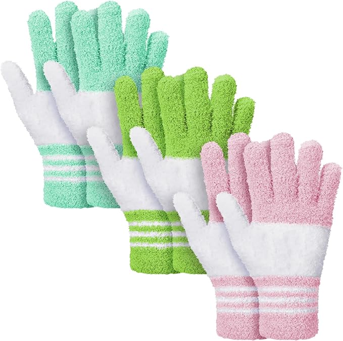 Patelai 3 Pairs Microfiber Dusting Gloves for Plants Leaf, Medium | Yellow, Blue, Pink, White,Plant Cleaning Gloves, Reusable Washable Gloves,House Furniture Blinds Dusting