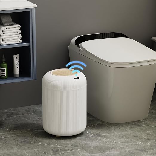stonespace Bathroom Trash Can Automatic Touchless, Motion Sensor Trash Can with Lid, Small Garbage Can for Toilet, Bedroom, Living Room, Office, 3 Gallon, White