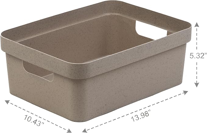 BINO | Plastic Storage Bins, 9 Liter - 2 Pack, Taupe | THE MODERN COLLECTION | Plastic Bins for Organization | Woven Storage Baskets for Organizing | Pantry Shelf Organizer Basket Container Bin