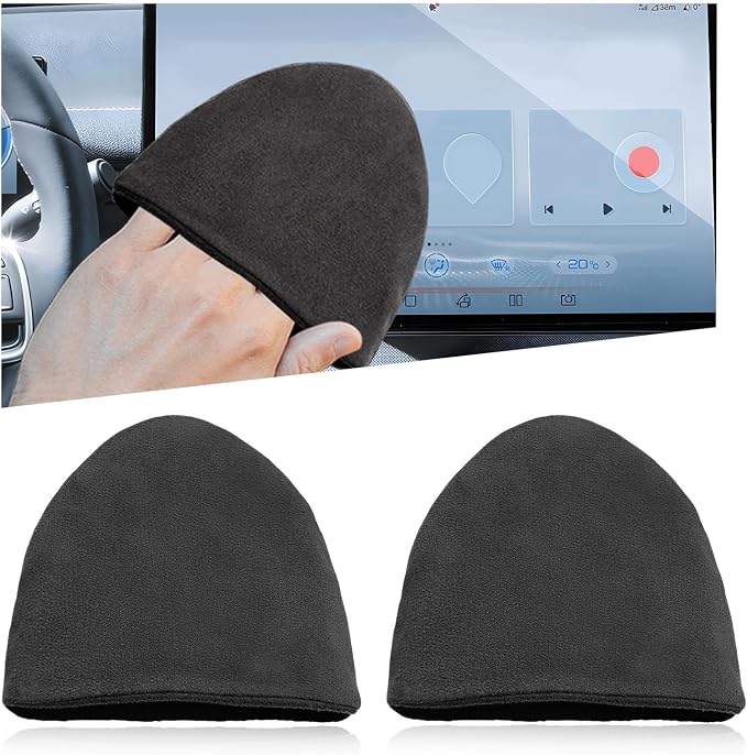 Ohleats 2PCS Car Screen Cleaner, Microfiber Cleaning Pad, Triangle | Lint-Free & Scratch-Safe, Glove-Style Wear, Wet/Dry Dual-Use, Foldable Portable, For Car/Phone/Tablet/Laptop/TV