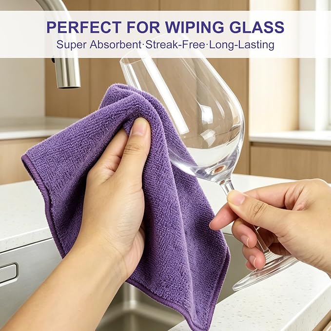 1- Piece Microfiber Cleaning Cloth, Reusable, Red, 11.8 x 11.8 in | Cleaning Rags, Highly Absorbent Microfiber Towels for Home and Kitchen, Car, Bathroom