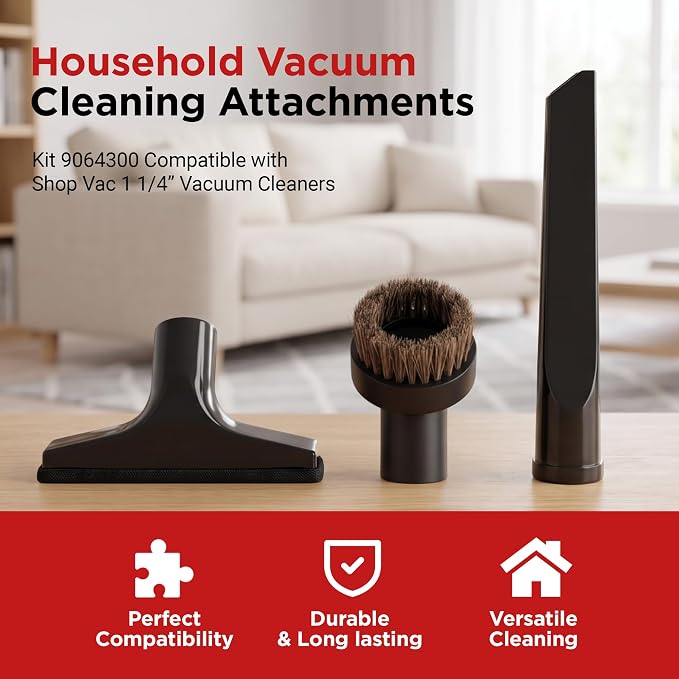 MP Maresh Products Household Cleaning Attachments - Dust Cleaner, 9064300 | Compatible with 1 1/4 Shop Vac Attachments, Includes Dust Brush, Crevice Tool & Upholstery Nozzle, Household Vacuum Cleaners