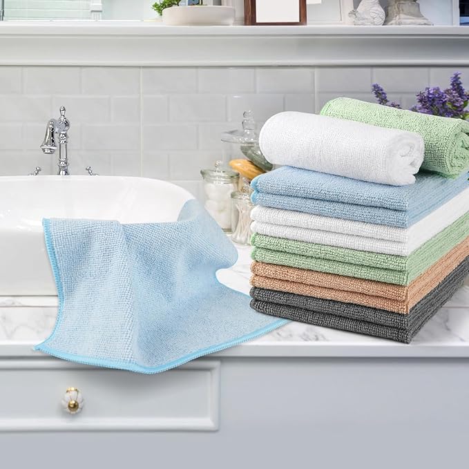 Orighty Washcloths Bulk, 100 Pack Microfiber Face Towels, 12x12 Inch | Highly Absorbent & Soft Feel, Multi-Purpose Wash Cloths & Hand Towels for Bathroom, Hotel, Spa, and Gym