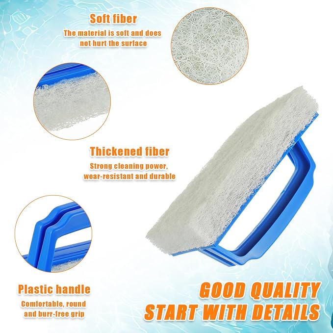Hand-Held Sponge Swimming Pool Scrub Brush | for Pool Tile & Grout, Walls, Vinyl Liners, Spas, Kitchen, Bathroom, Shower Tile (2 pcs)