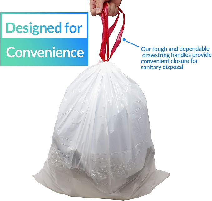 Reli. 2-4 Gallon Trash Bags Drawstring | 250 Count | 18"x 20" | White | Small Garbage Bags 4 Gallon - Drawstring Handles | Trash Can Liners 2 Gal - 3Gal - 4 Gal | Small Bin Liners