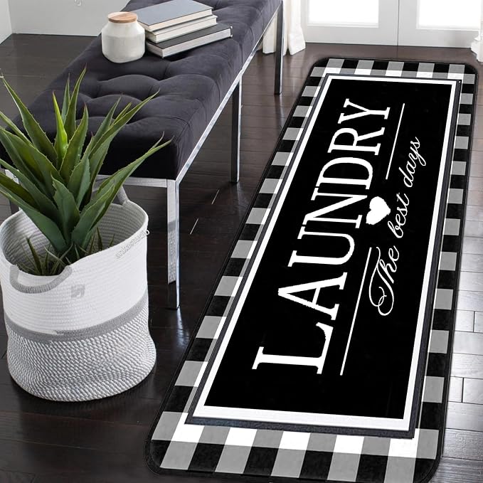 Farmhouse Laundry Room Rug Runner 24"X72" Kitchen Mat Washable Entryway Rugs Soft Non Slip Laundry Carpets Comfort Standing Desk Mats,Carpet for Sink,Office,Laundry Room Decor Accessories