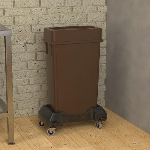 23 Gallon Brown Slim Jim Trash Can with Drop Shot Lid and Dolly