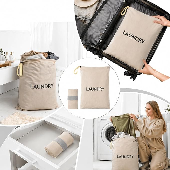 23.6" x17.3" Dirty Clothes Bag for Traveling and Camping | Travel Laundry Bags with Zipper,Hand Strap,Portable,Washable,Travel Dirty Clothes Bag