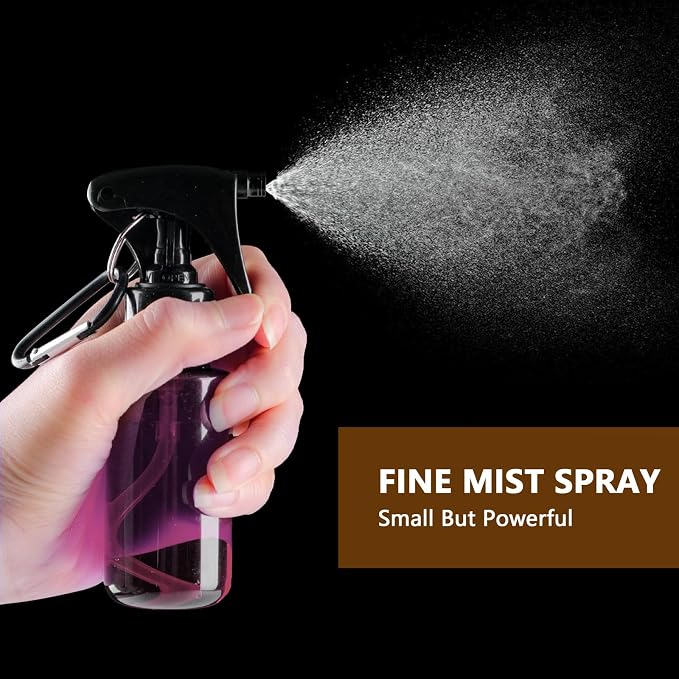 TANSHINE Small Spray Bottle 50ml, Travel Size Mini Mist Water Spray Bottles, Portable Hand Sanitiser Alcohol Fine Spray Bottle, Plastic Refillable Empty Face Mister Spray Bottles with Clip, 2oz/5pcs